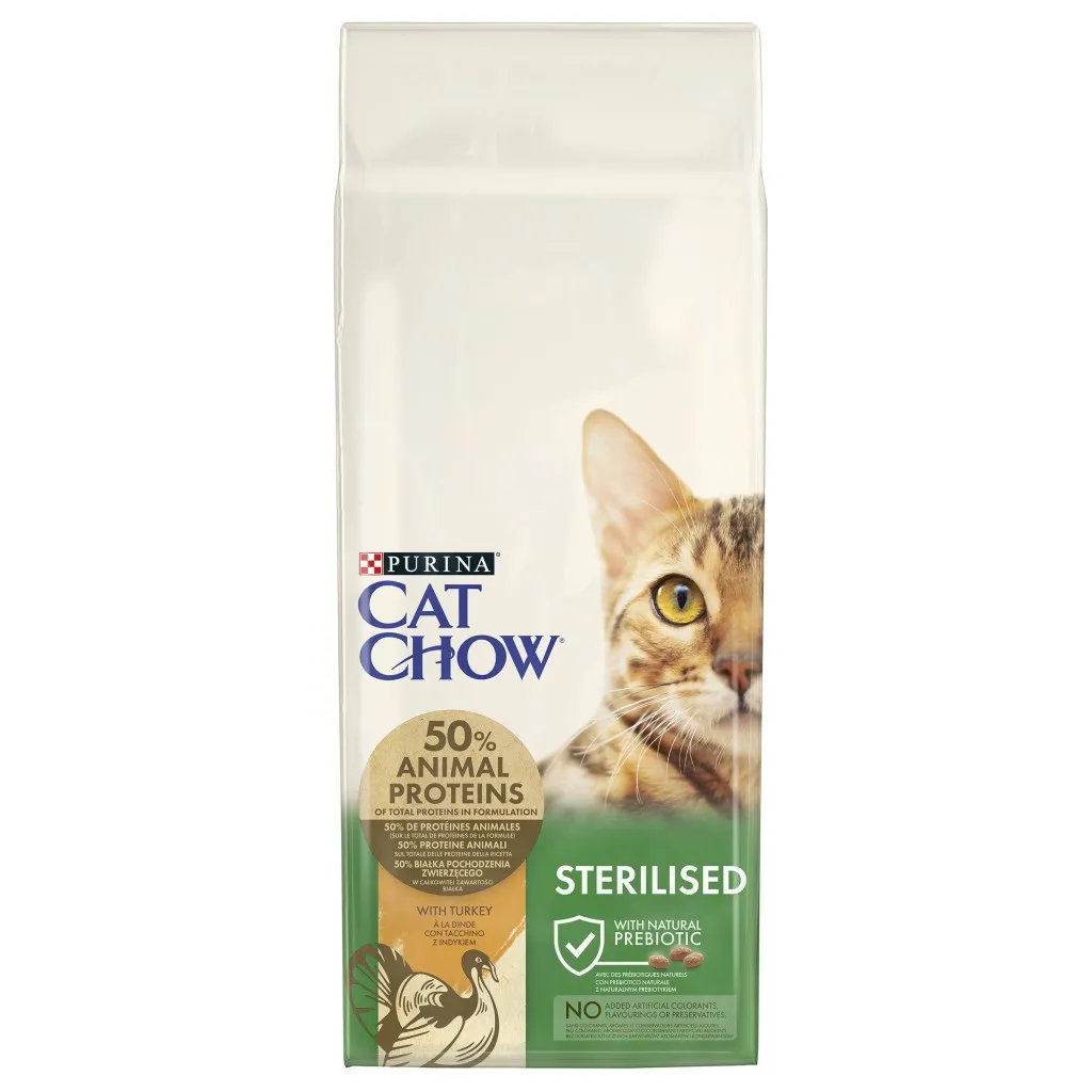 Сухой корм для кошек Purina Cat Chow Sterilised с индейкой 15 кг (7613287329592)