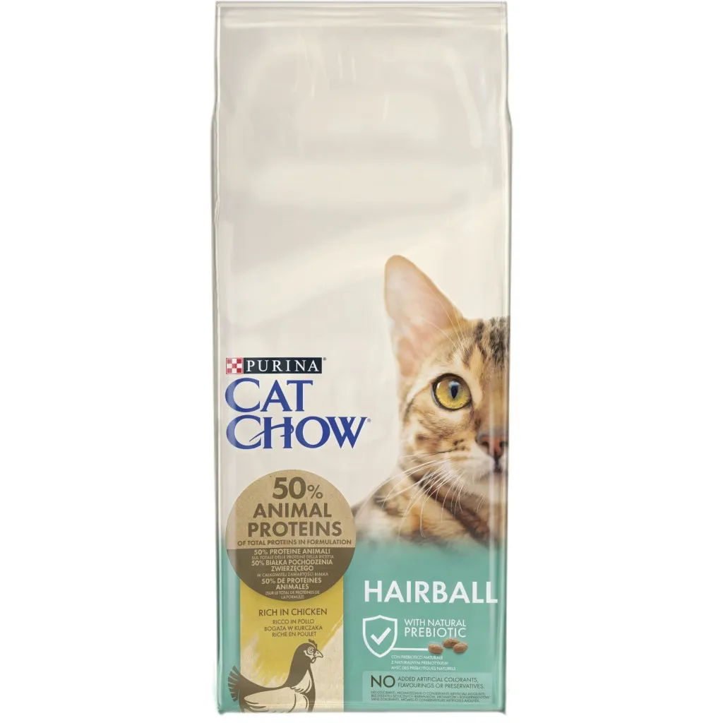 Сухий корм для котів Purina Cat Chow Hairball з куркою 15 кг (5997204514523)
