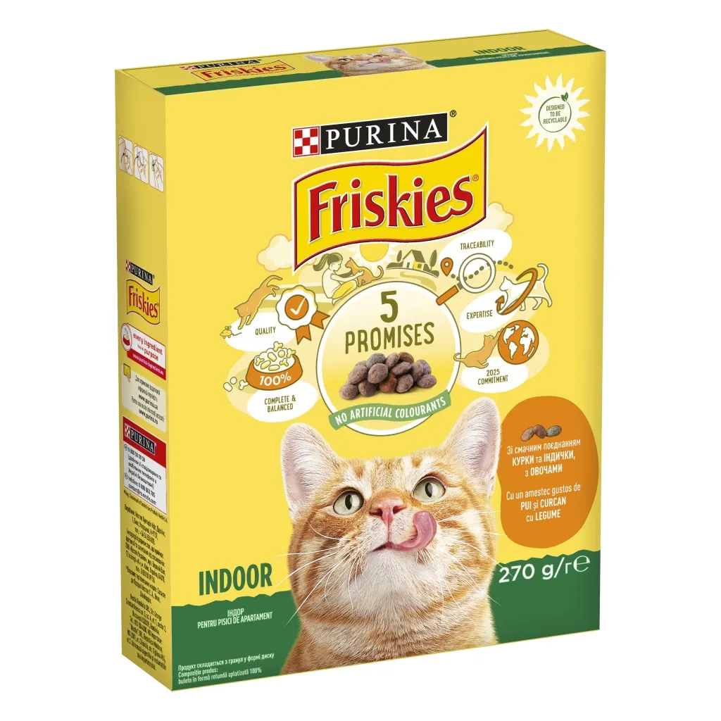 Сухий корм для котів Purina Friskies Indoor з куркою та овочами 270 г (7613035351820)