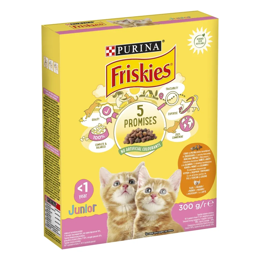 Сухий корм для котів Purina Friskies Junior з куркою, молоком і овочами 300 г (7613031868360)