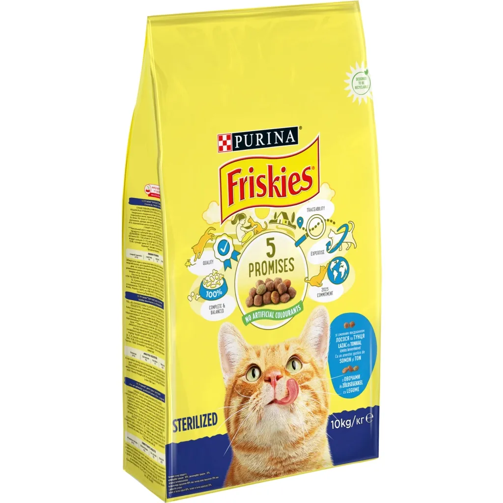 Сухий корм для котів Purina Friskies Sterile з лососем і овочами 10 кг (7613033205064)