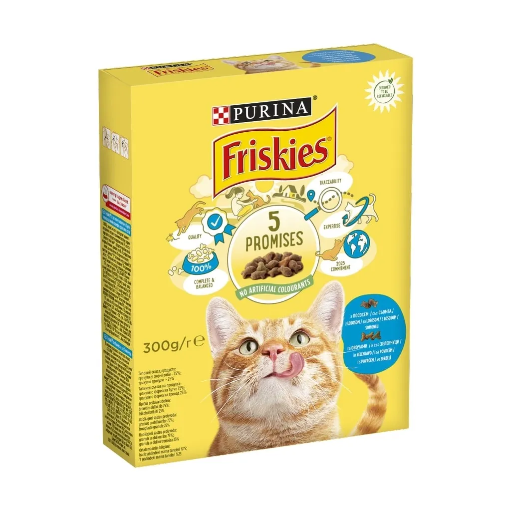 Сухой корм для кошек Purina Friskies со вкусом лосося и овощей 300 г (7613031868063)
