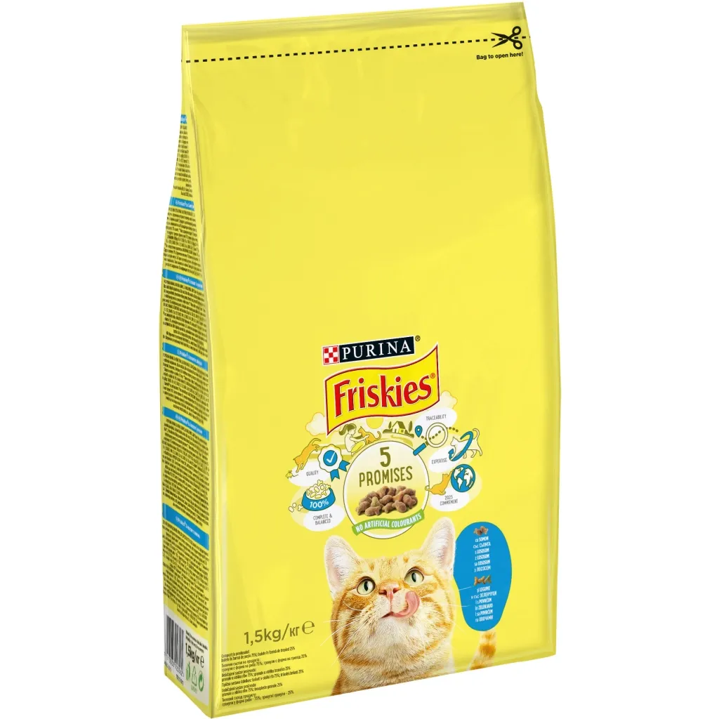 Сухий корм для котів Purina Friskies зі смаком лосося й овочів 1.5 кг (7613033923562)