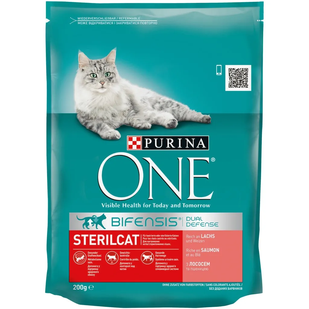 Сухой корм для кошек Purina One Steril Cat Salmon & Wheat 200 г (7613034765239)