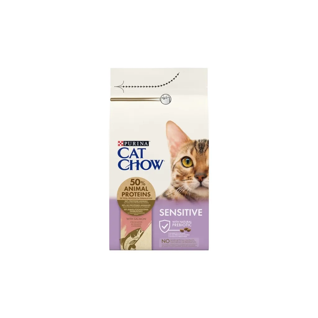 Сухой корм для кошек Purina Cat Chow Sensitive с лососем 15 кг (7613035394902)