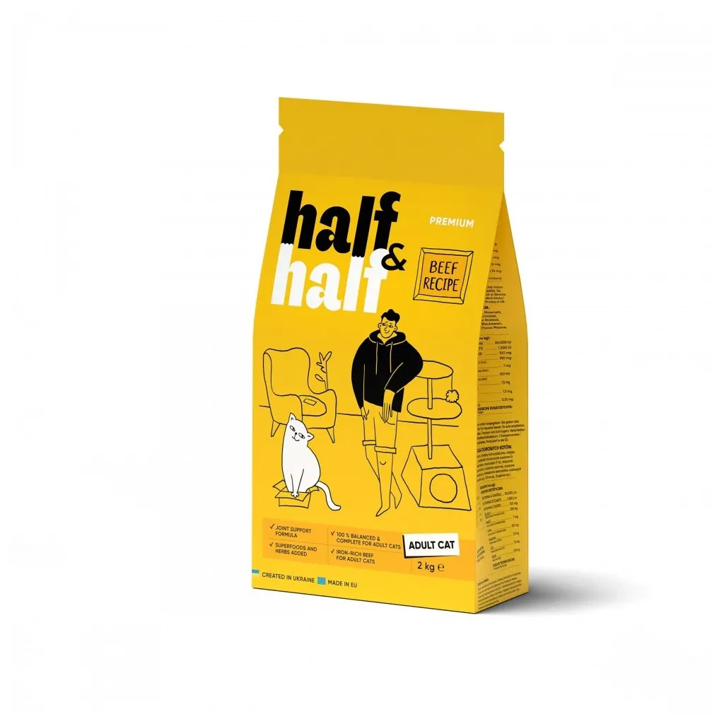 Сухий корм для котів Half&Half з яловичиною 2 кг (4820261920840)