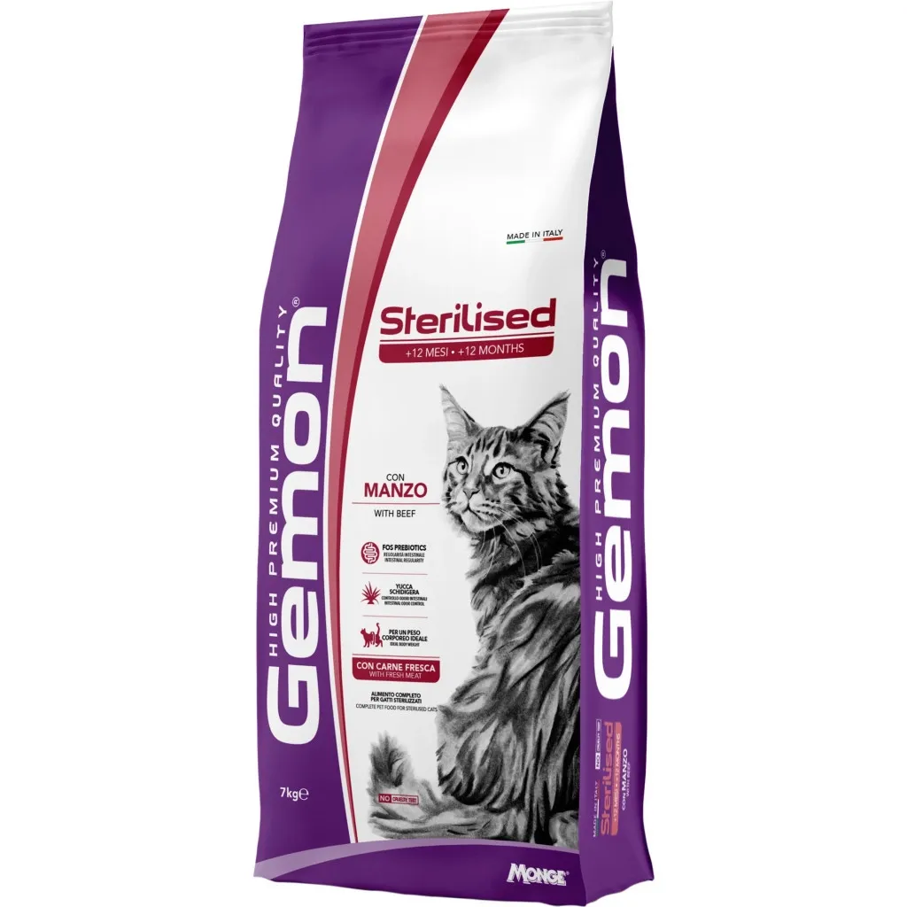 Сухий корм для котів Gemon Cat Sterilised з яловичиною 7 кг (8009470297271)