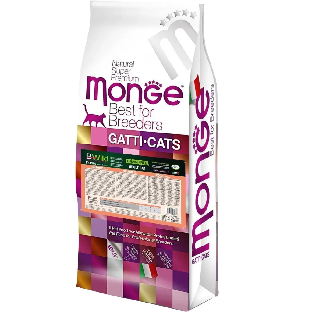Сухой корм для кошек Monge Cat Bwild Grain Free Лосось 10 кг (8009470005203)