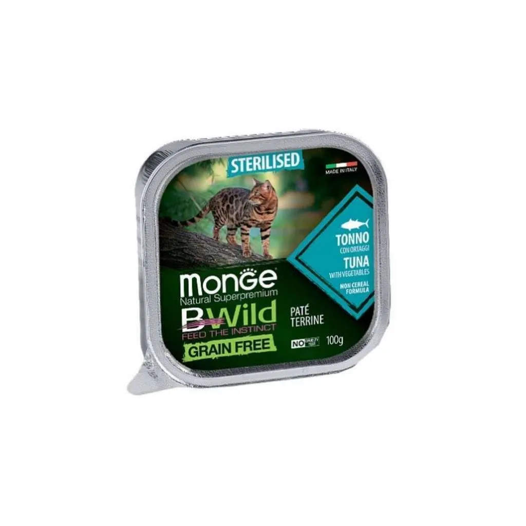 Паштет для кошек Monge BWild Grain Free Wet Tuna Sterilised Cat 100 г (8009470012898)