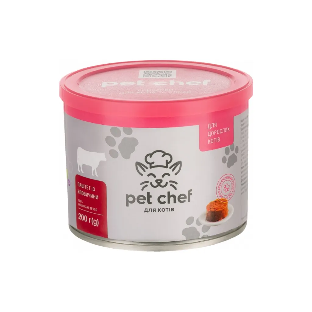 Паштет для котів Pet Chef з яловичиною 200 г (4820255190099)