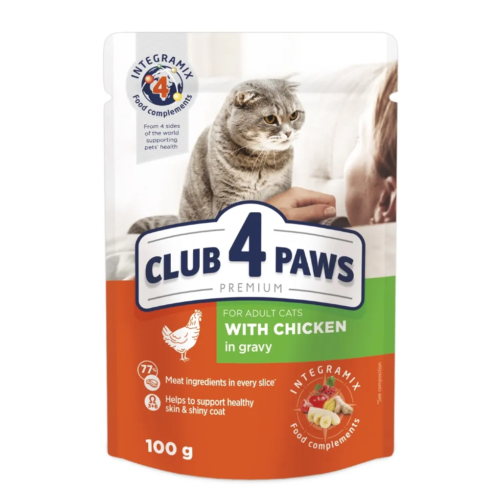 Влажный корм для кошек Club 4 Paws в соусе с курицей 100 г (4820083908910)