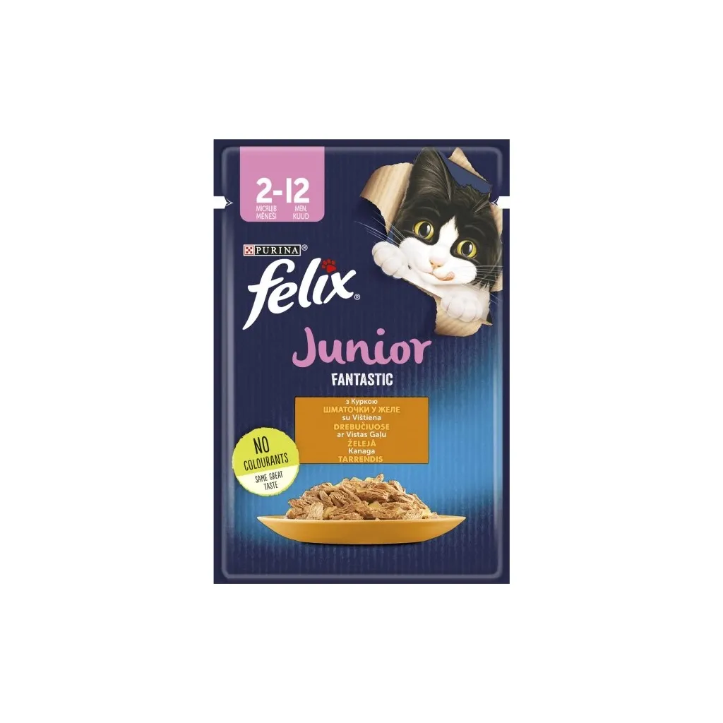 Вологий корм для котів Purina Felix Fantastic Junior з куркою в желе 85 г (7613039832189)