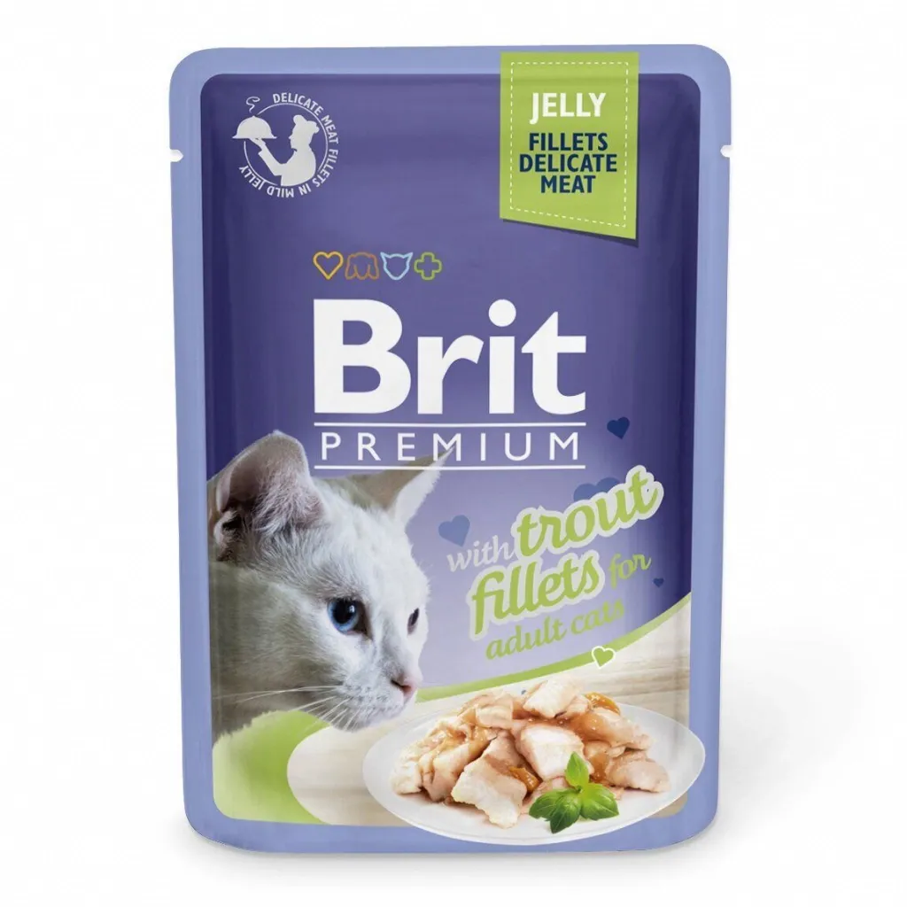 Влажный корм для кошек Brit Premium Cat 85 г (филе форелы в желе) (8595602518494)