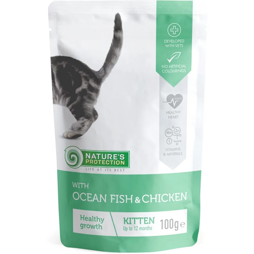Вологий корм для котів Nature's Protection with Ocean fish and Chicken 100 г (KIK45688)