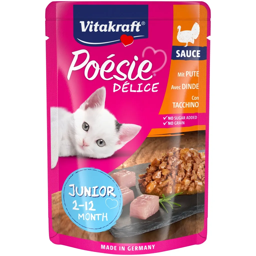 Влажный корм для кошек Vitakraft Poésie Délice pouch Junior индюшка в соусе 85 г (4008239352910)