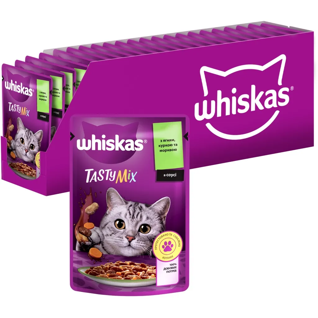 Влажный корм для кошек Whiskas TastyMix Ягня, Курица, Морковь 85 г (4770608262433)