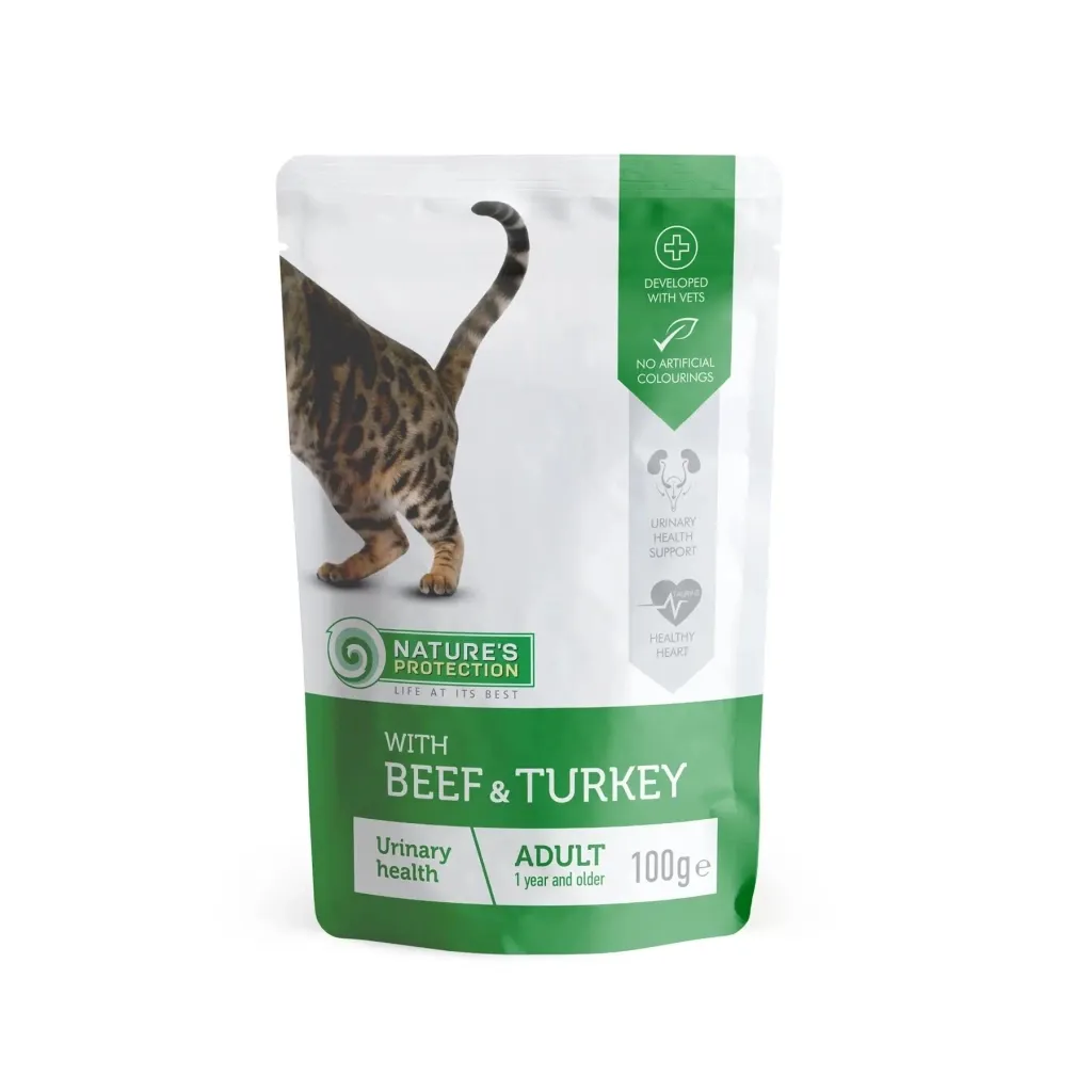 Вологий корм для котів Nature's Protection Urinary with Beef and Turkey 100 г (KIK45689)