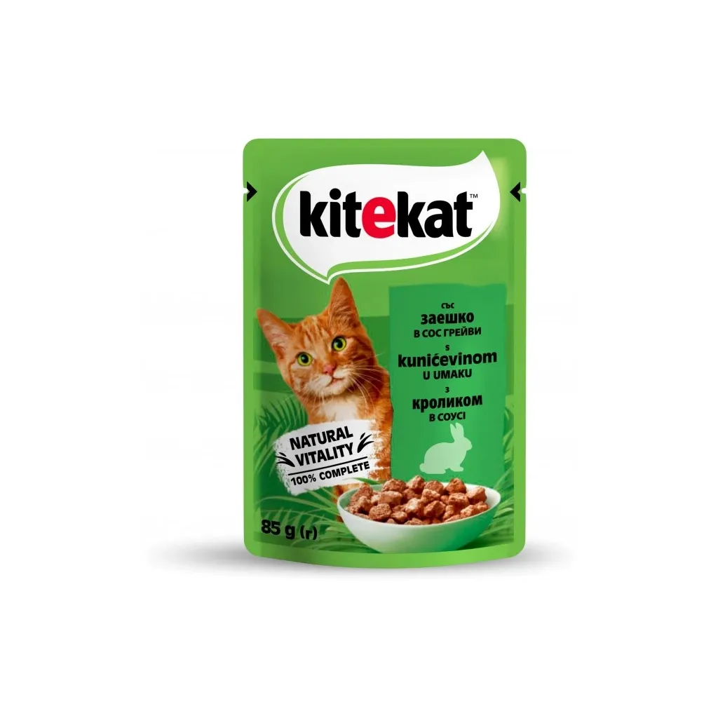 Вологий корм для котів Kitekat з кроликом у соусі 85 г (5900951307324)