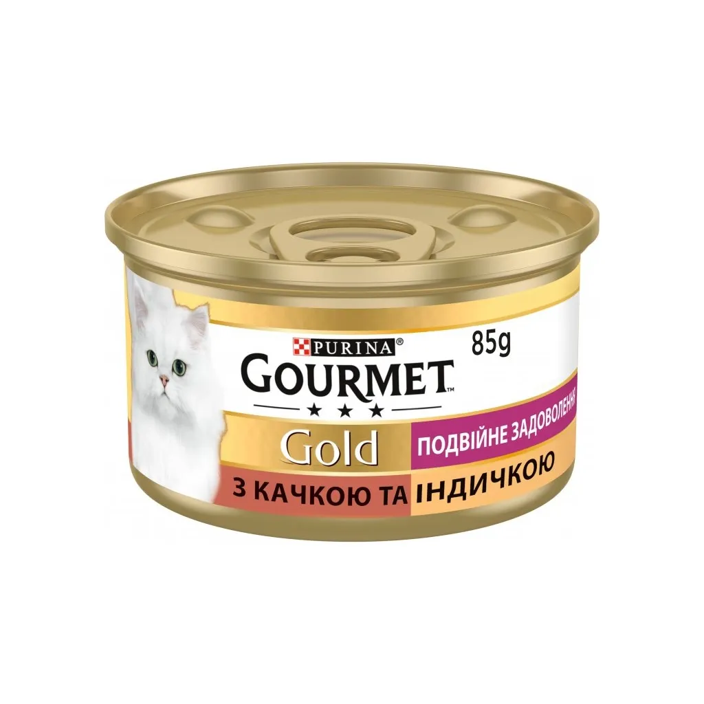 Вологий корм для котів Purina Gourmet Gold. Подвійне задоволення з качкою та індичкою 85г (7613031381050)