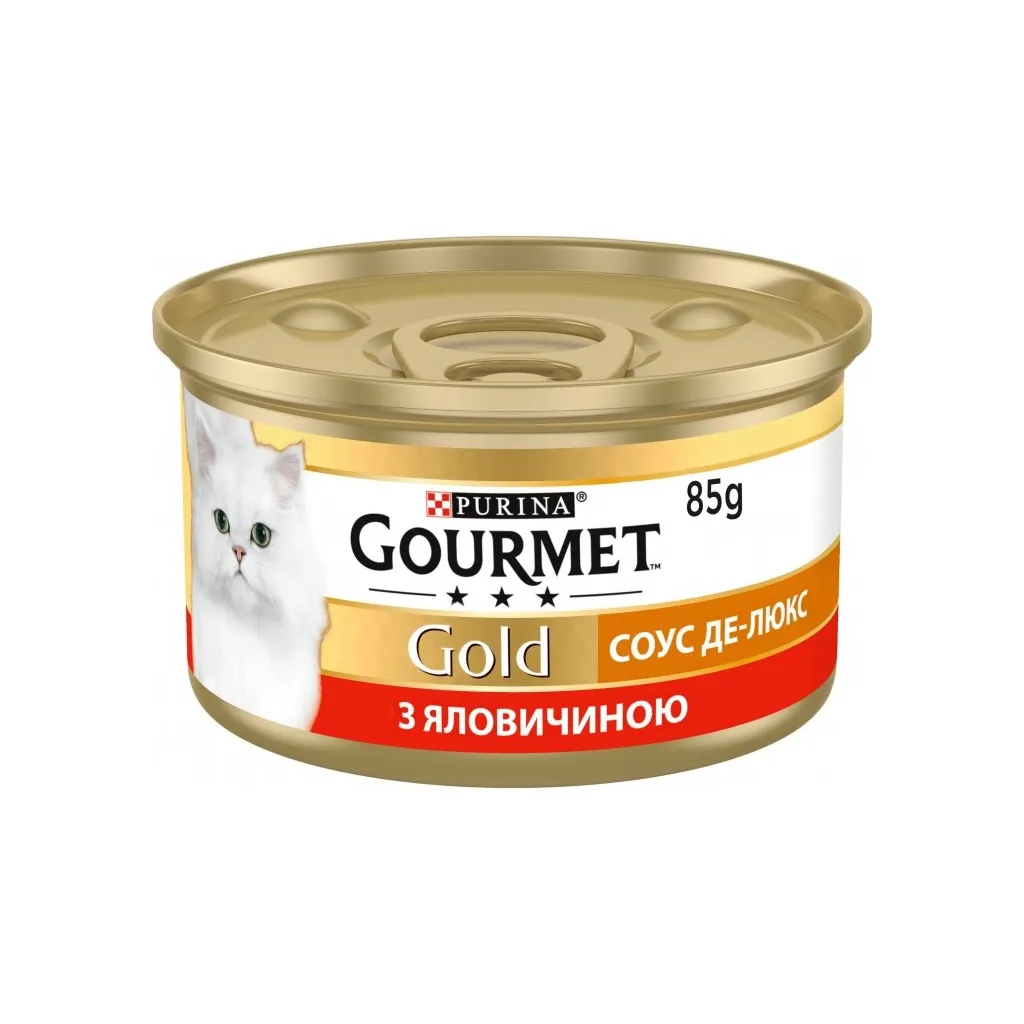 Вологий корм для котів Purina Gourmet Gold. Соус Де-Люкс з яловичиною 85 г (7613036705134)