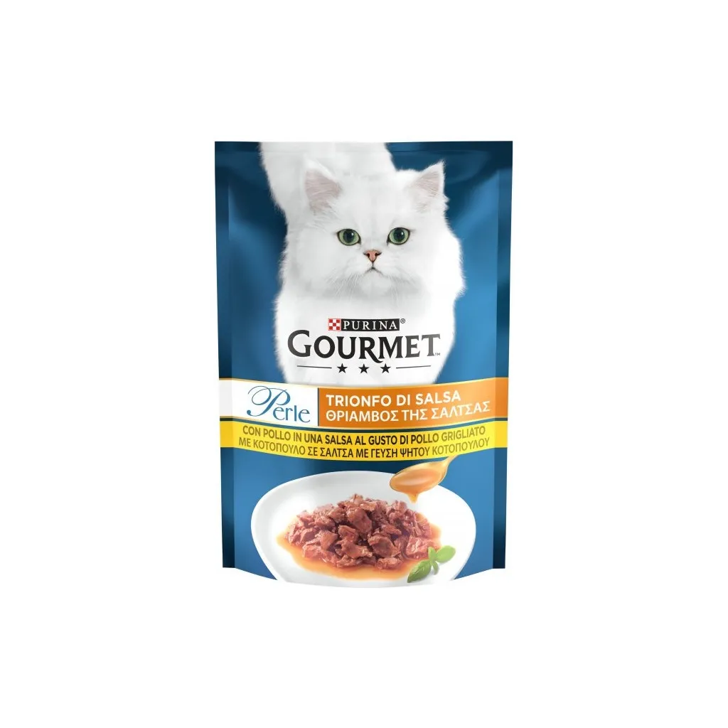 Вологий корм для котів Purina Gourmet Perle Gravy Delight Міні філе у соусі з куркою 85 г (7613036136785)