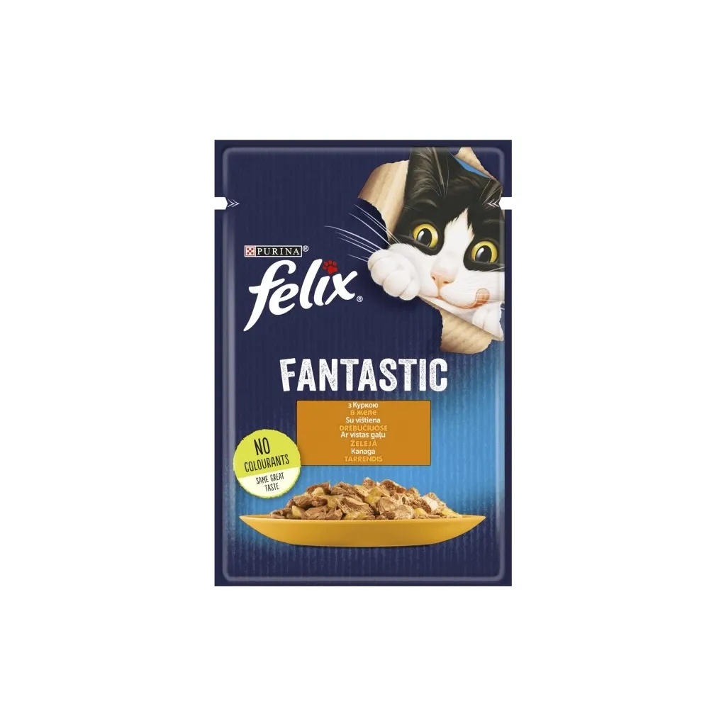 Вологий корм для котів Purina Felix Fantastic з куркою в желе 85 г (7613039788097)