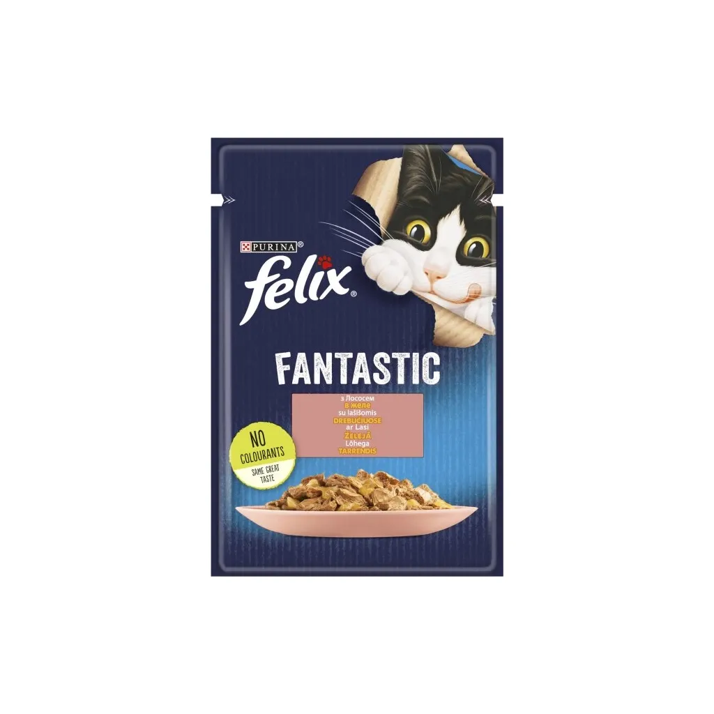 Вологий корм для котів Purina Felix Fantastic з лососем у желе 85 г (7613039832912)