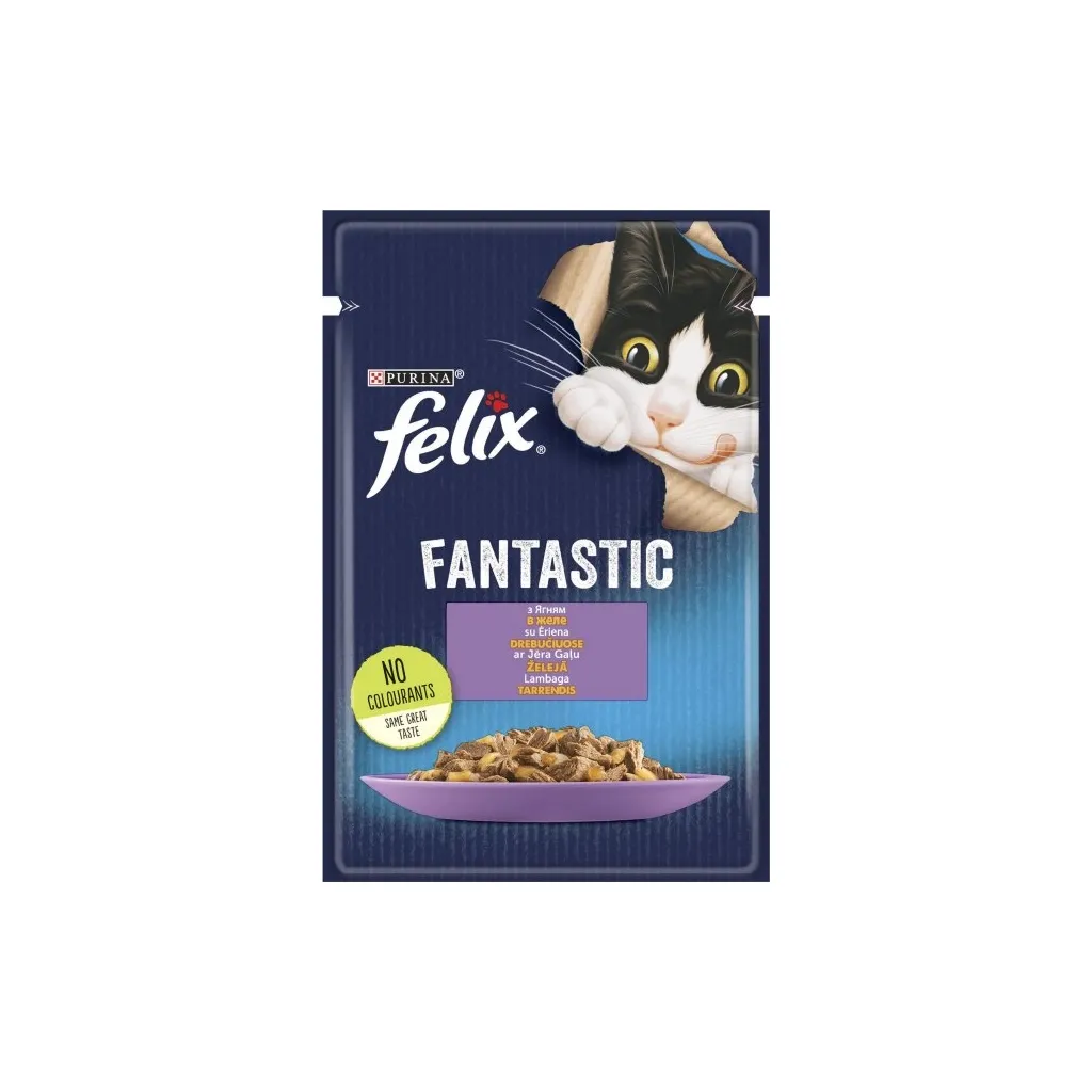 Вологий корм для котів Purina Felix Fantastic з ягням у желе 85 г (7613039838969)