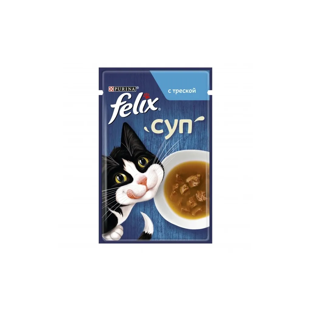 Вологий корм для котів Purina Felix Суп з тріскою 48 г (7613036632393)