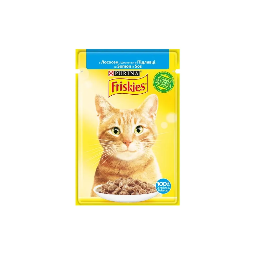 Влажный корм для кошек Purina Friskies кусочки в подливе с лососем 85 г (7613036962230)