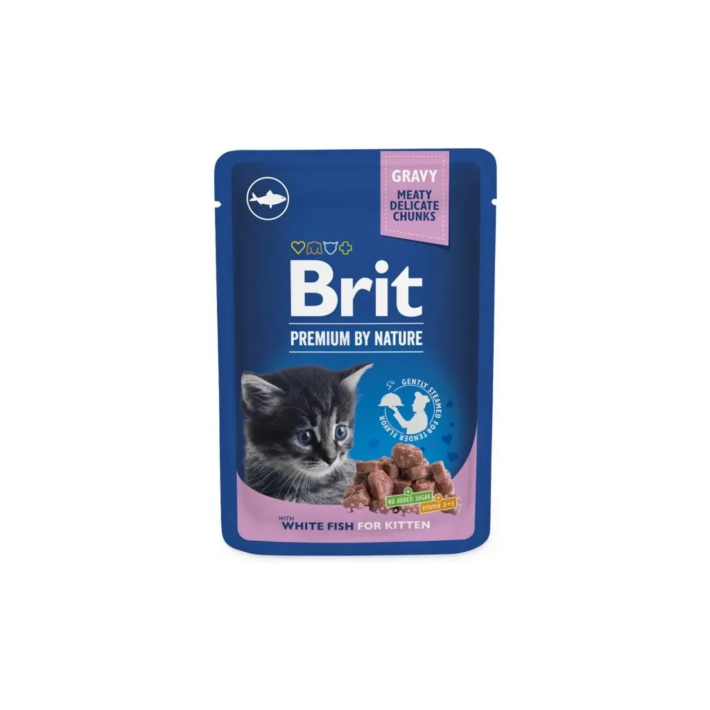 Влажный корм для кошек Brit Premium с белой рыбой котят 100 г (8595602548637)