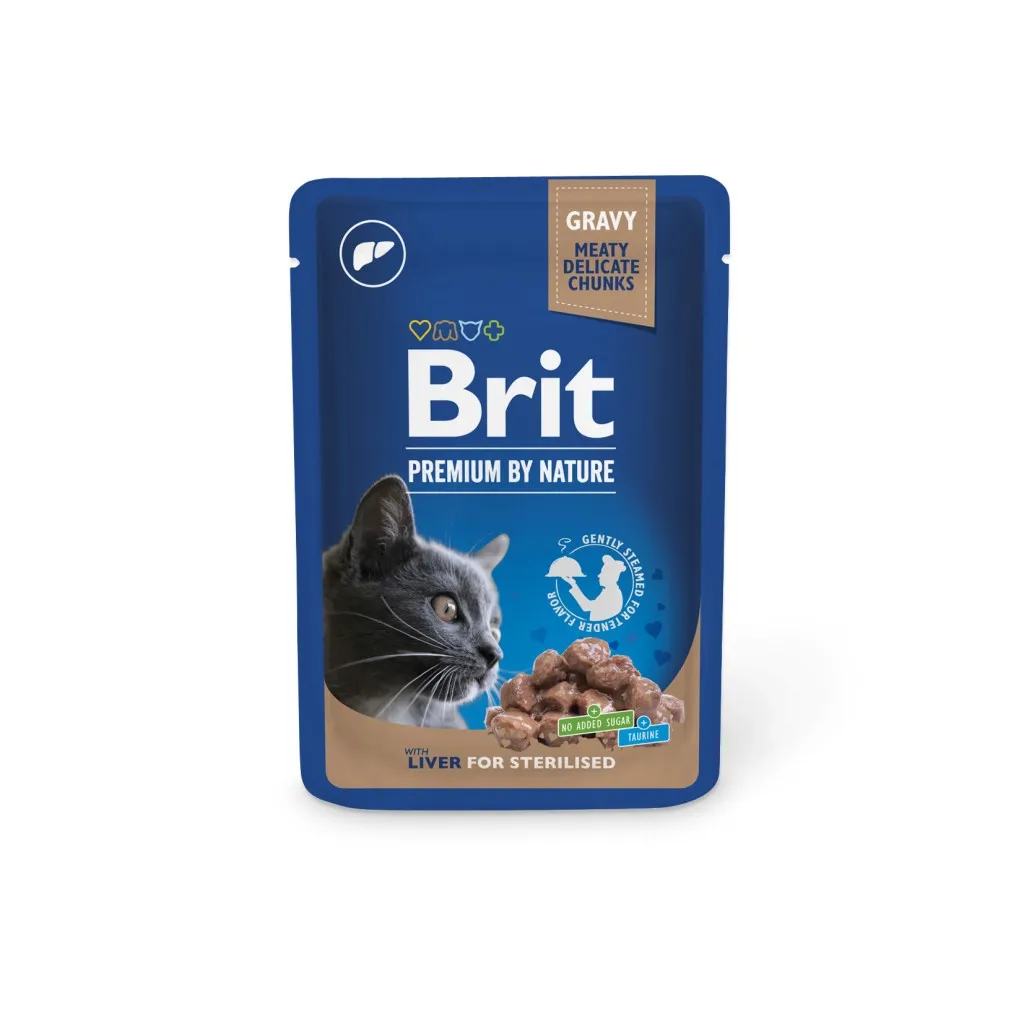 Влажный корм для кошек Brit Premium с печенью стерилизованных 100 г (8595602548453)