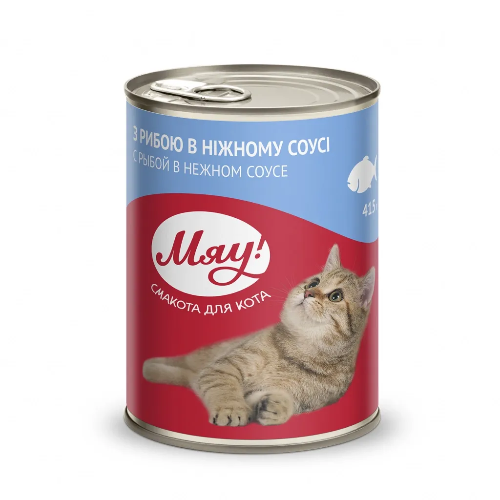 Консерва для котів Мяу! в ніжному соусі зі смаком риби 415 г (4820083902642)
