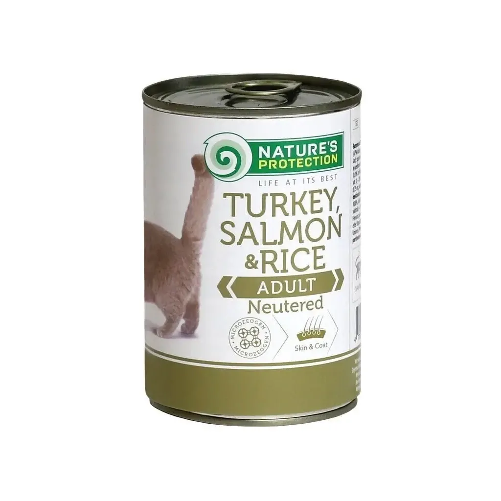 Консерва для котів Nature's Protection Adult Neutered Turkey, Salmon & Rice 400 г (KIK24636)