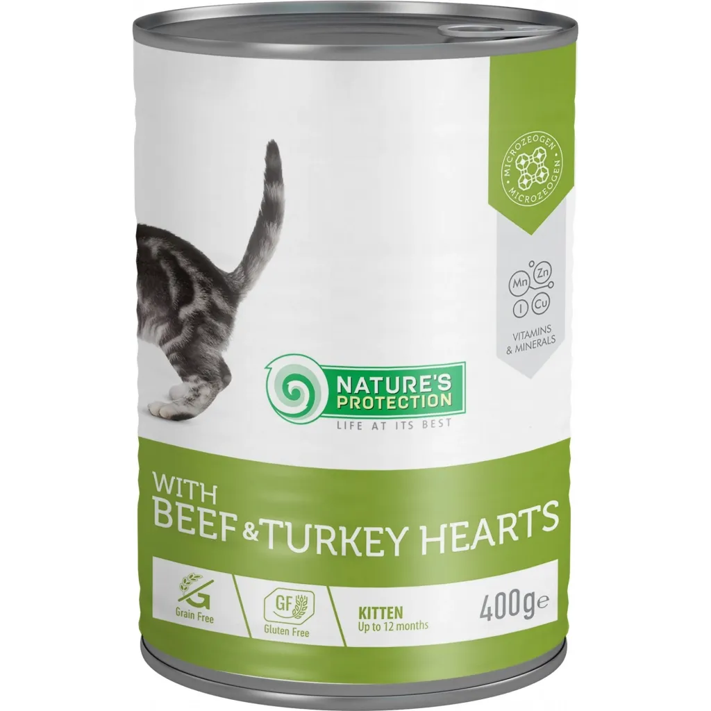 Консерва для кошек Nature's Protection Kitten Beef & Turkey hearts 400 г (KIK45610)