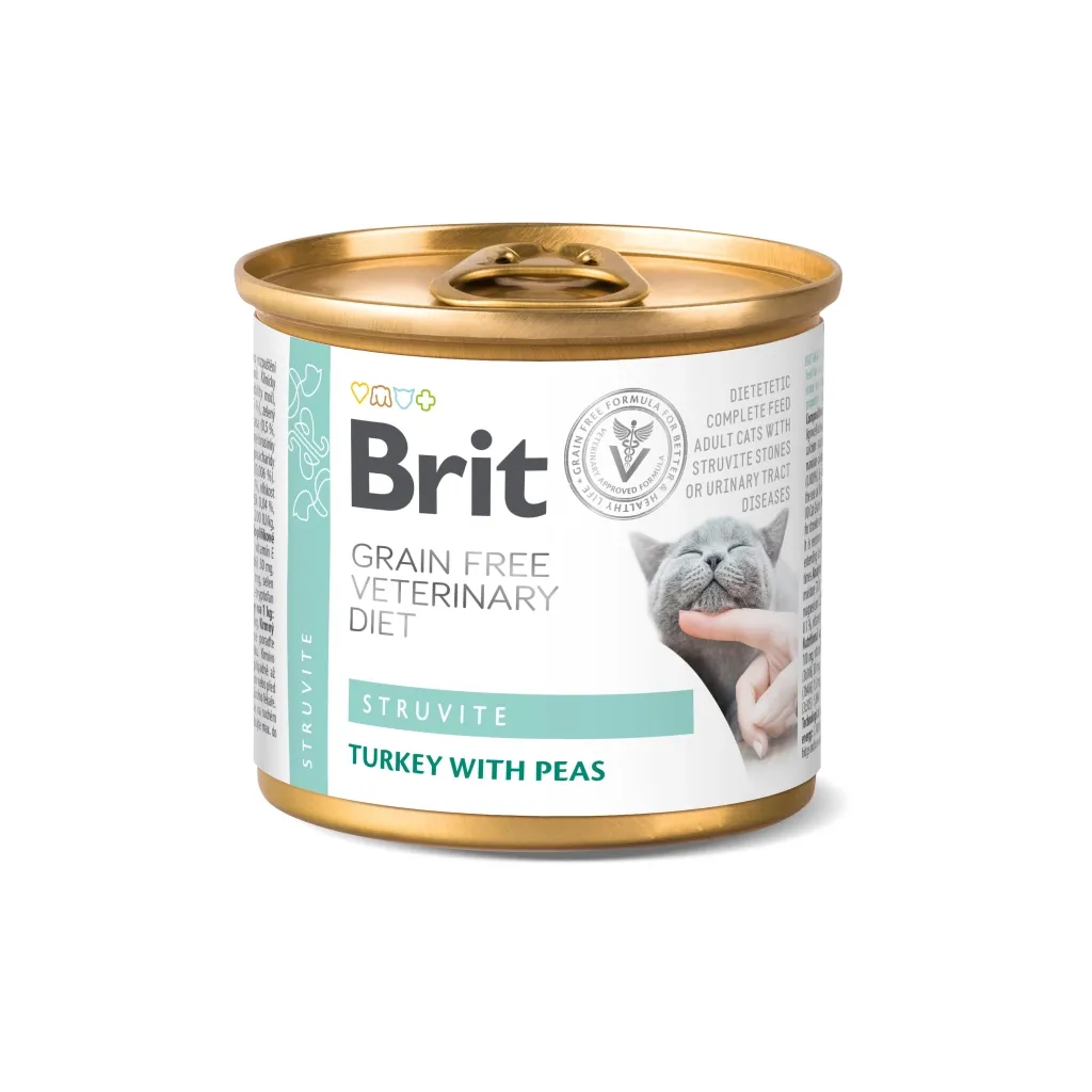 Консерва для кошек Brit GF VetDiets Cat Struvite индика и горох 200 г (8595602549863)