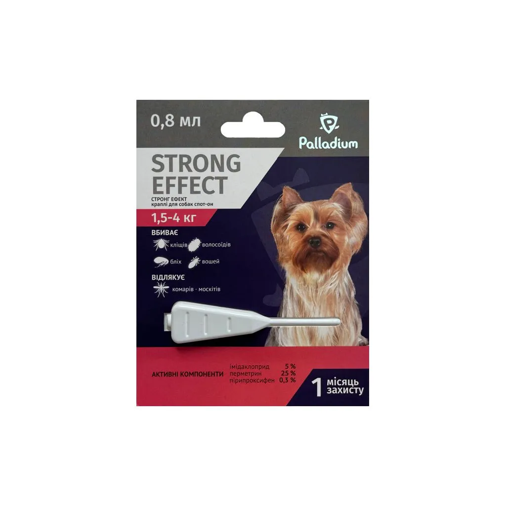Капля для животных Palladium Strong Effect собак весом от 1.5 до 4 кг 1/0.8 мл (4820150206000)