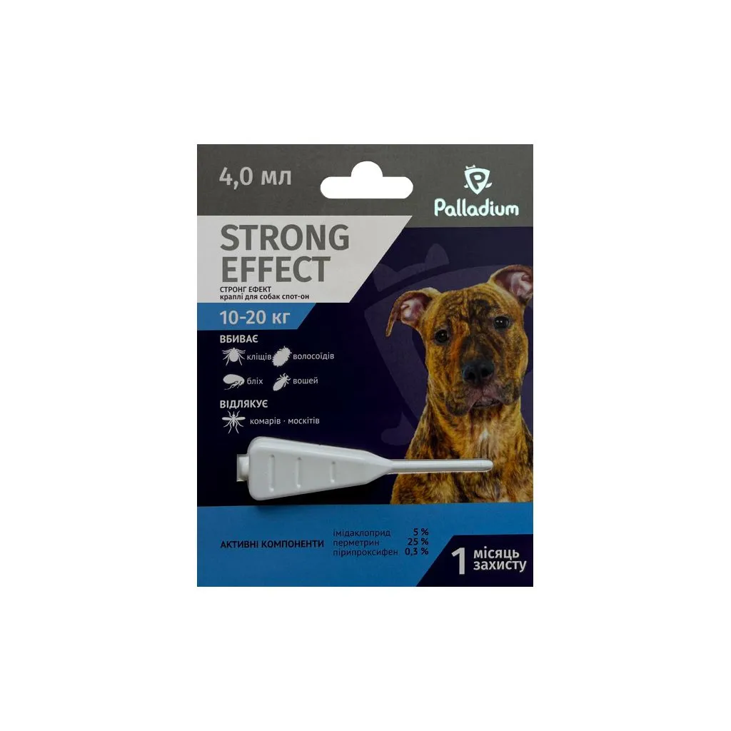 Капля для животных Palladium Strong Effect собак весом от 10 до 20 кг 1/4 мл (4820150206024)