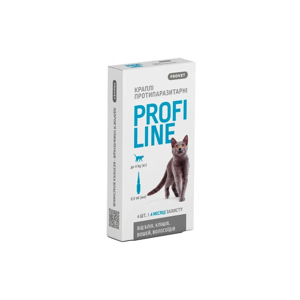 Крапля для тварин ProVET Profiline інсектоакарицид котів до 4 кг 4/0.5 мл (4823082431113)