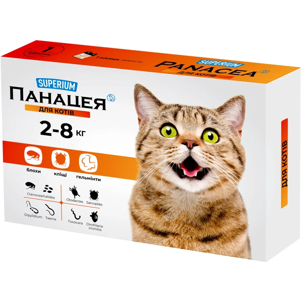 Таблетка для тварин SUPERIUM Панацея котів вагою 2-8 кг (9127)