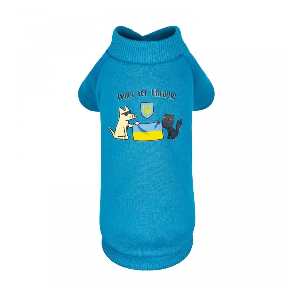 Толстовка для животных Pet Fashion "Peace for Ukraine" S голубая (4823082432622)