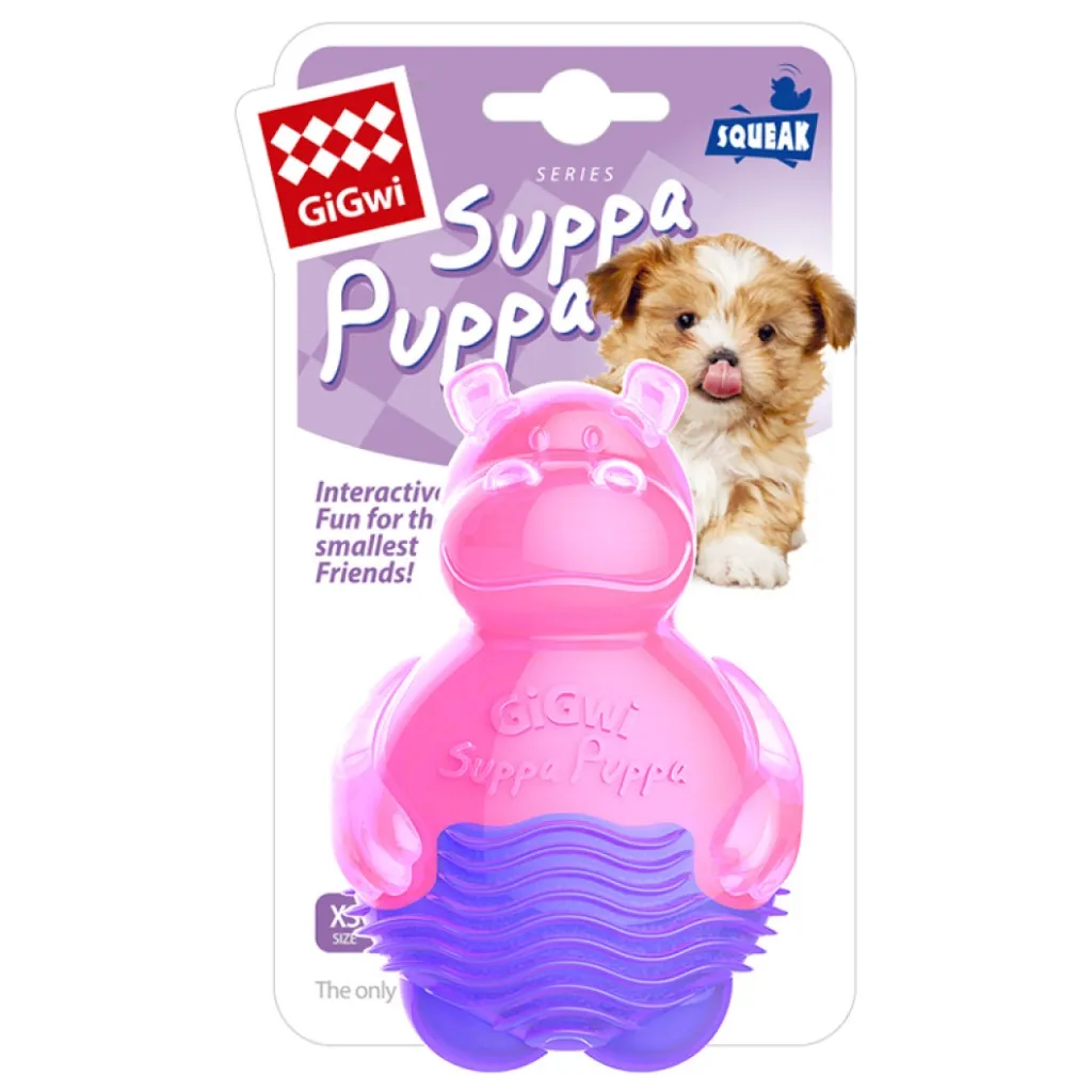 Іграшка для собак GiGwi Suppa Puppa Бегемотик з пищалкою 9 см розовий (75006)
