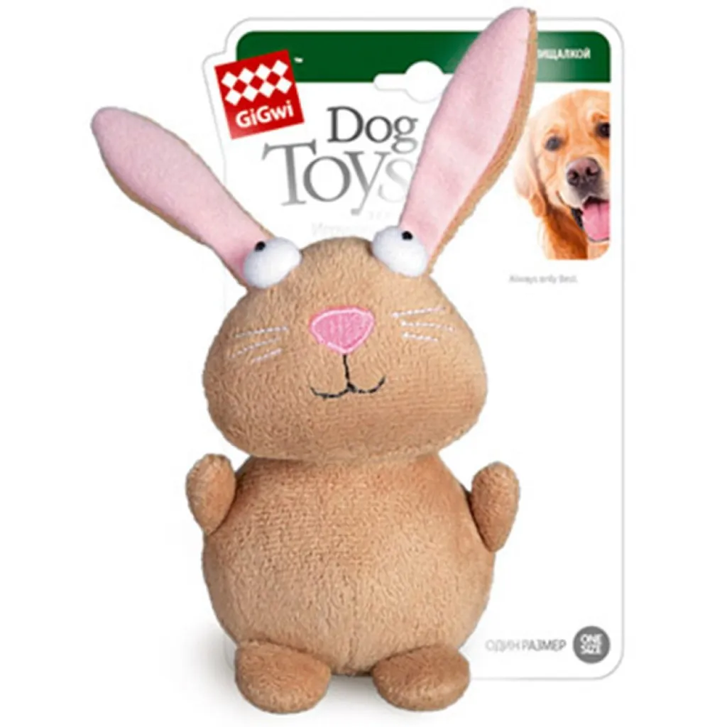 Игрушка для собак GiGwi Plush Кролик с пищалкой 16 см (75053)
