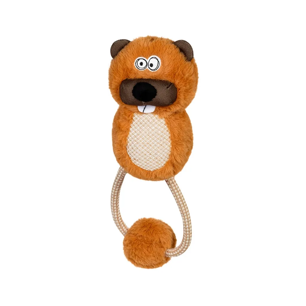 Игрушка для собак GiGwi Eco Friendz Бобер с веревкой 30 см (2247)