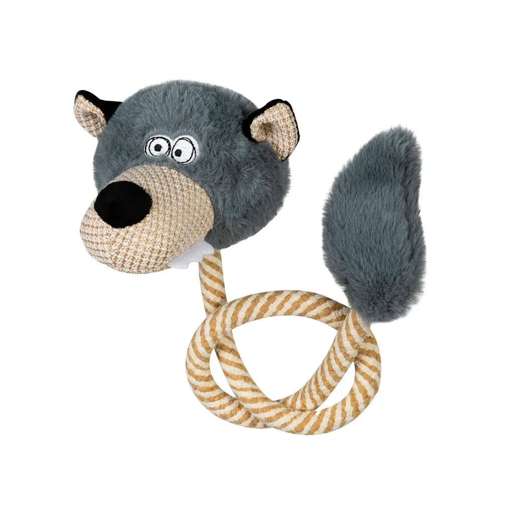 Іграшка для собак GiGwi Eco Friendz Вовк з їжелкою та веревкою 76 см (2238)