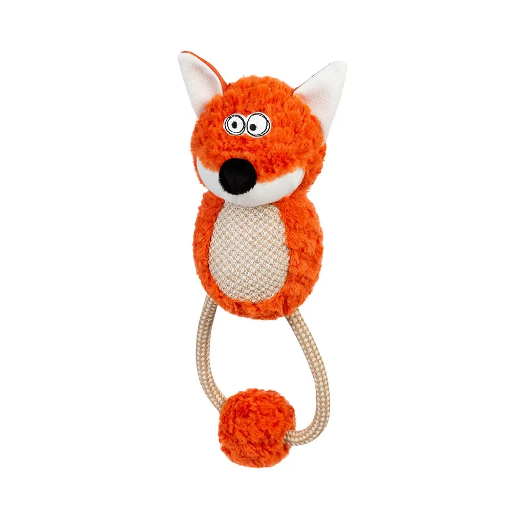 Іграшка для собак GiGwi Eco Friendz Лисичка з пищалкою та веревкою 30 см (2243)