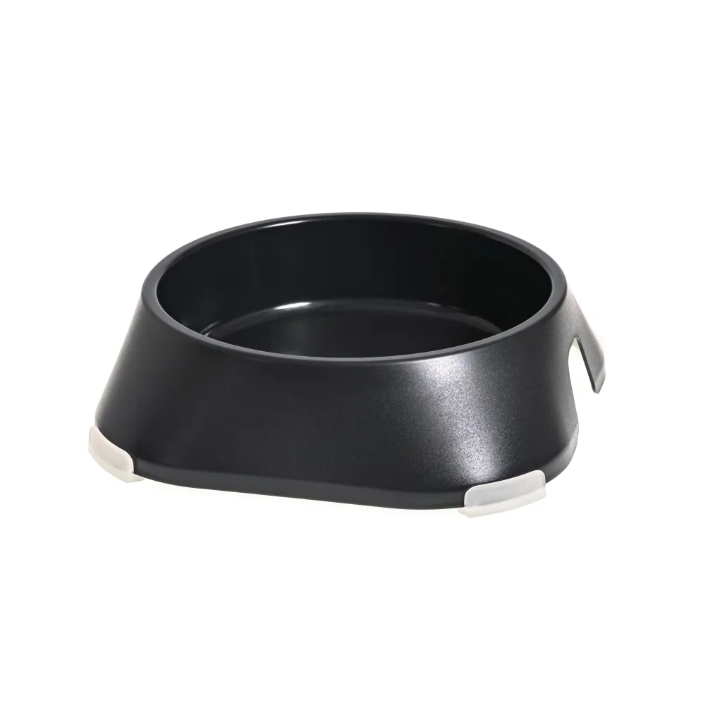 Посуд для собак Fiboo Миска з антиковзаючими накладками L чорна (FIB0121)