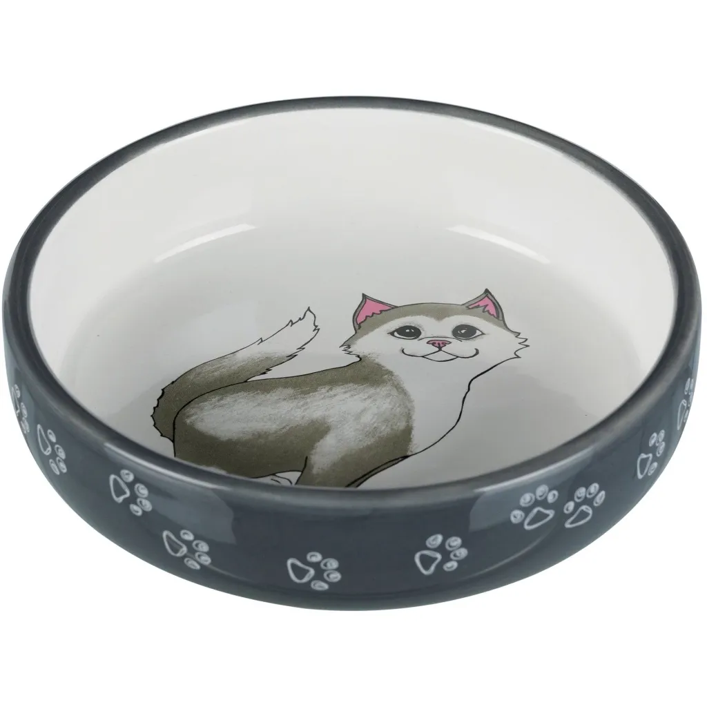 Посуд для котів Trixie Миска короткомордих порід 300 мл/15 см (сіра) (4011905247847)