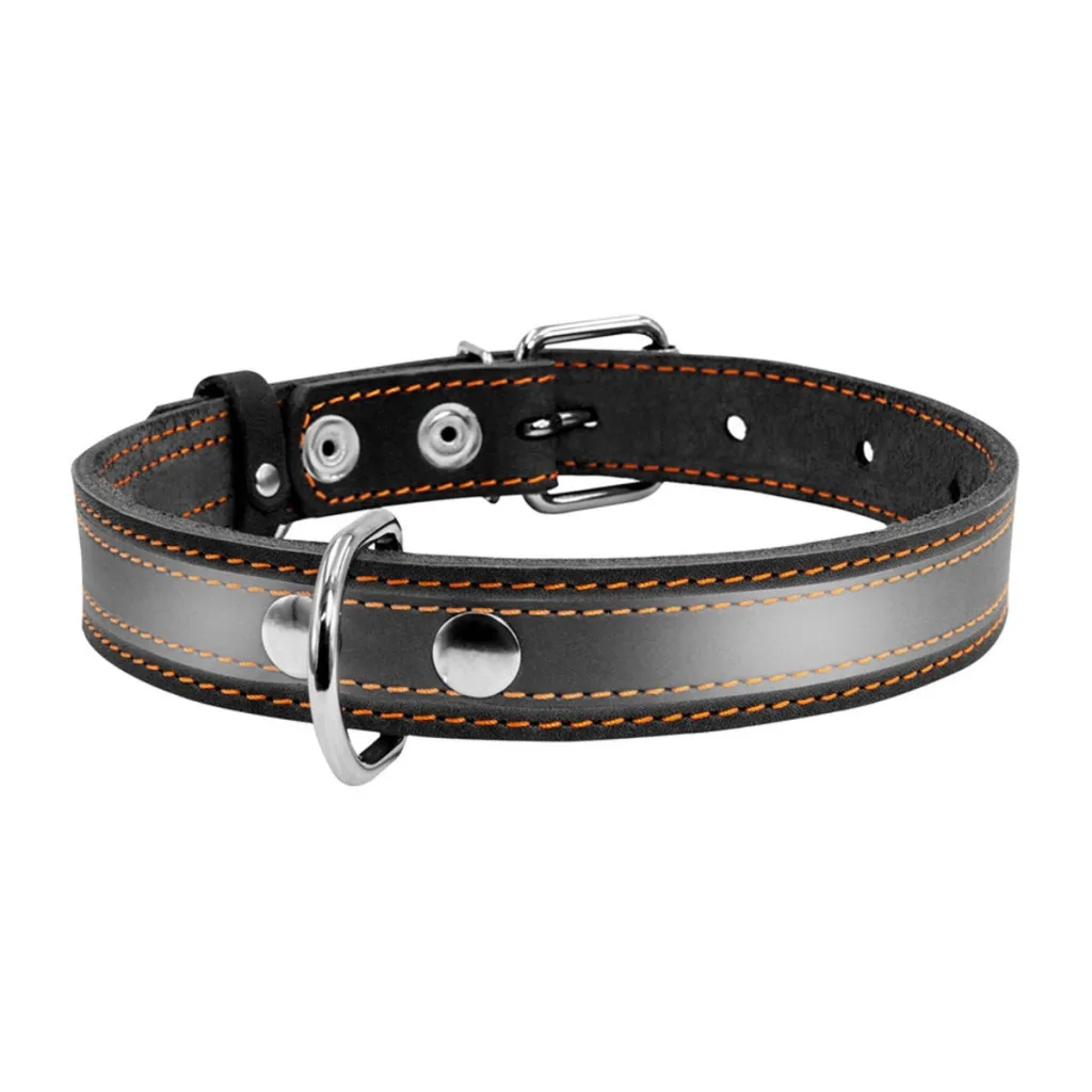 Ошейник для животных Collar со светоотражающей лентой Ш 35 мм Д 48-63 см черный (02981)