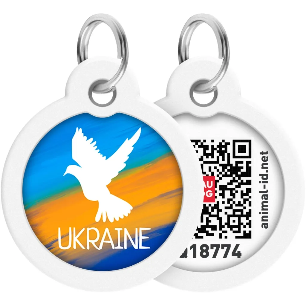 Адресник для животных WAUDOG Smart ID с QR паспортом "Флаг", круг 25 мм (225-0229)